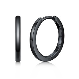 Silvora Small Hoop Earrings for Women Men Black Hoop Earring 8mm Hoop Earring for Girls Lightweight Hoop Earrings