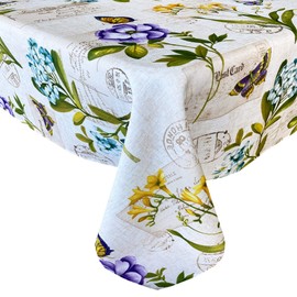 Newbridge Easter Vibrant Floral and Butterfly Rectangle 60 x 120 Inch, Fabric Tablecloth, Wrinkle and Stain Resistant Fabric Table Cover for Patio, Kitchen and Dining Room