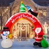10FT Inflatable Christmas, Snowman with Santa Claus Built-in White LEDs