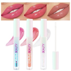 3 Pcs Color Changing Lip Gloss Lip Oil Tinted, Peaches Plumping Magic Mood Lipstick Lip Glaze , High-Shine Clear Shimmer Lip Stain Lip Balm, Longlasting Lips Will Not Dry Out,brillo para los labios