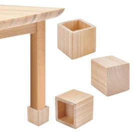 NBEADS 4 Pcs Wood Bed Risers, Heavy Duty Elephant Feet Chair Raiser Natural Square Wood Furniture Lifters for Table, Sofa, Armchairs, Cabinets, Inner Diameter: 6.2x6.2cm