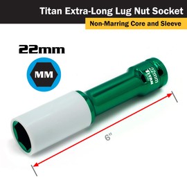 Titan 21122 1/2-Inch Drive x 22mm Non-marring Impact Extra-Long Lug Nut Socket