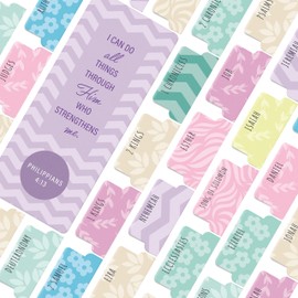 OFFILICIOUS Kawaii Bible Book Tabs – 100 Soft-Touch, Laminated Protestant & Catholic Bible Tabs – Bible Accessories – Durable Tabs for Bible – Bible Tabs Large Print – Pink Bible Tabs for Women