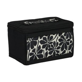 Everything Mary Sewing Kit Organizer Box, Black Floral - Supplies Storage Basket for Supplies and Accessories - Organization for Thread, Needles, Notions & Scissors - Portable Craft Caddy