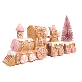 Needzo Gingerbread Express Christmas Train, Glittery Holiday Home Decoration, Keepsake Gifts, 10 Inches