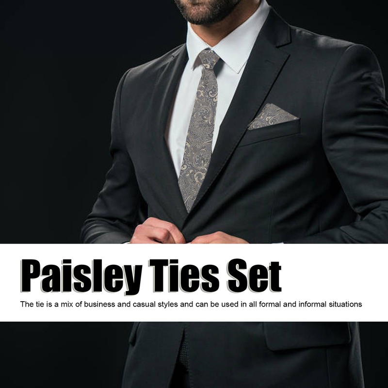 6pcs Paisley Ties Set Casual Business Style Polyester Yarn Paisley