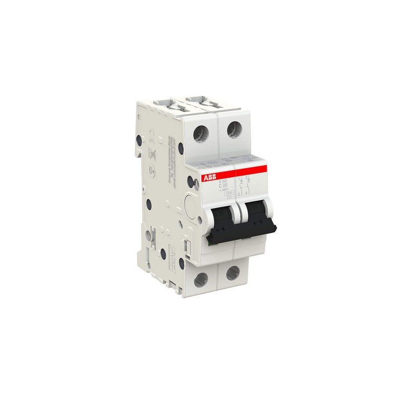 ABB S202-C20 Miniature Circuit Breaker, 2 Pole, Type C, 6/10kA