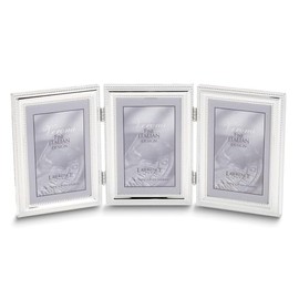 Sonia Jewels Real Silver-plated Beaded Triple 5x7 Photo Frame 12"
