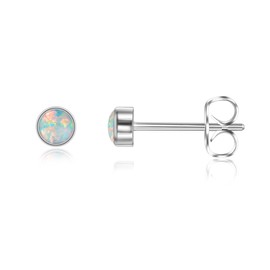 Titanium Earrings Hypoallergenic Women Men Girls G23 Titanium Stud Earrings Small Opal Stud Earrings 3/4/5 mm, Titanium, No Gemstone
