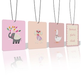Forest Charger Animal Car Air Freshener 4 Pcs, Elephant Poodle Goose Hanging Air Freshener for Cars Closet Drawer Books, Pink Girly Car Accessories Mirror Decor for Women
