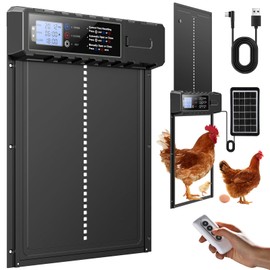 FabStyl Automatic Chicken Coop Door Solar Powered with XL Large Size 10.8″x 14.2″ Auto Chicken Door Design with USB-C Charging & 3 Modes, Anti-Pinch & Aluminum Alloy Weather Proof