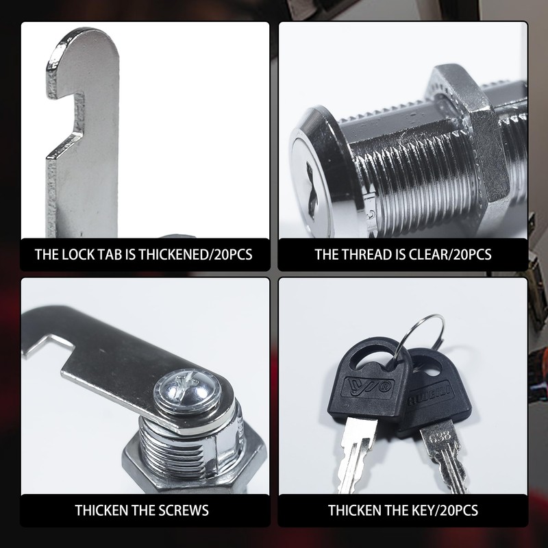 10 Pack Cam Locks Keyed Alike, 1-1/8''Cylinder Fits on 7/8''