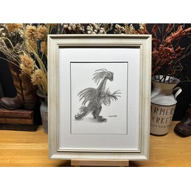 Therizinosaurus Dinosaur Graphite Pencil Art Sketch Drawing Print Picture Limited Edition 'The Riz Knows He Saw Us' by David Allen (11x14 White Frame & Print)