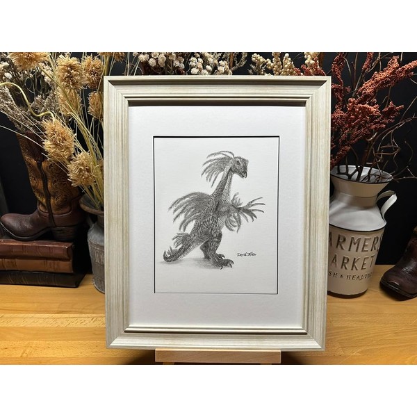 Therizinosaurus Dinosaur Graphite Pencil Art Sketch Drawing Print Picture Limited