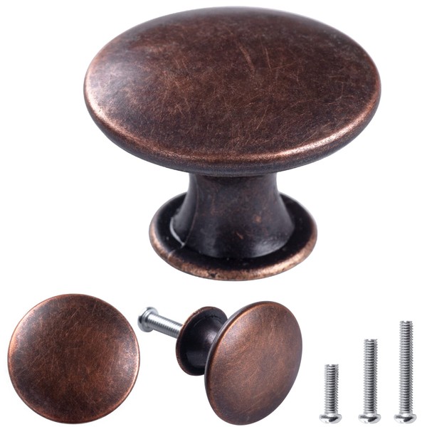 YOIPE 15 Pack Delicate Design Round Antique Brass Kitchen Cabinet