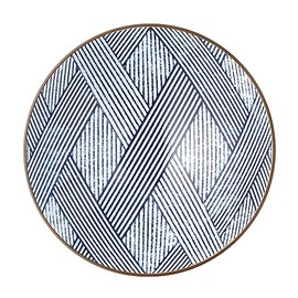 Showa Ceramics, Banded Plaid, 8.0 Noodle Bowl, Diameter 9.6 x 3.0 inches (24.5 x 7.5 cm), Mino Ware, Made in Japan, Dishwasher Safe