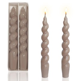 Handmade 7.5 Inch Spiral Candles Candles Taper Candles for Home Decoration, Festivals, Weding, Pack of 2 (Brown)