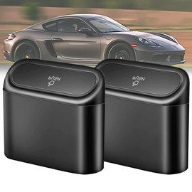 2 PCS Car Trash Can with Lid, Car Trash Bin Hanging, Mini Car Trash Can with Lid, Push-on Design Car Garbage Can, Portable Hanging Mini Wastebasket Bin Trash Container for Auto Cars