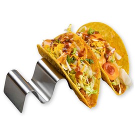 TableCraft TRS34, Taco Taxi Holder, Wire Stainless Steel, Holds 3-4 Tacos, 7.625"x2.25"x1.5", Compatible with 4"-7" Tortillas, Perfect for Tacos, Bao, and Lettuce Wraps, Dishwasher Safe
