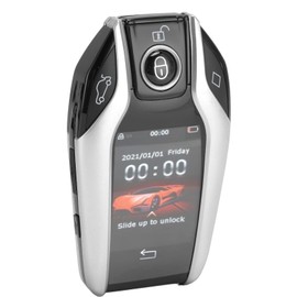 Car Smart Key, LCD Touch Screen Remote Control Key, Keyless Entry, Anti Lost for One Button Start Car (Silver)