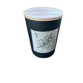 Sparkling Snow Postage Stamp Motif Vegan Soy Wax Candle Wooden Top 9 Oz