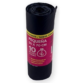 I Am Not Plastic PL147010 Small Garbage Bags, 10 Bags per Roll, Black; 50 x 70 cms (19.7" x 27.5"); Backyard Compostable; Plastic-free