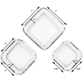 Razab Extra Large Glass Food Storage Containers with Airtight Lid 6 Pc [3 container...