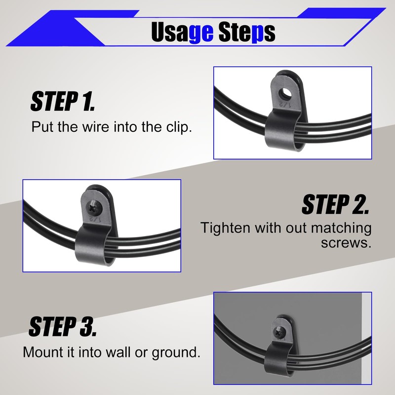 vibedor 60 Pcs R-Type Cable Clip Wire Clamp, 1/2 Inch