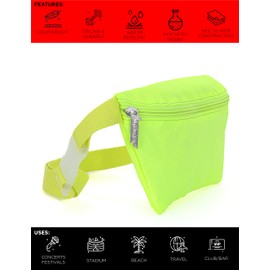 Fydelity Ultra Slim Fanny Packs for Women – 80s/90s Recycled RPET Bum Bag – Unisex Crossbody Waist Belt Bag for Travel, Festivals, Sports & Daily Use – Waist Belt Bag for Women | Neon Green