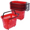 6PCS Plastic Shopping Basket with Handles&Wheels, 35L Rolling Shopping Cart
