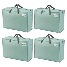 VENO 4 Pack Storage Moving Bags, Organizer Bag, Storage Tote, Zipper On Top, Sturdy, Carrying Bag, Camping Bag for Clothes, Bedding, Comforters, Pillows (27 Gallon Light Green, 4 Pack)