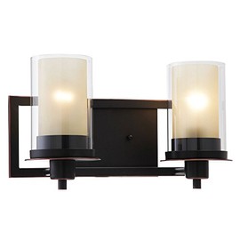 Designers Impressions Juno Oil Rubbed Bronze 2 Light Wall Sconce/Bathroom Fixture with Clear and Frosted Glass: 73470