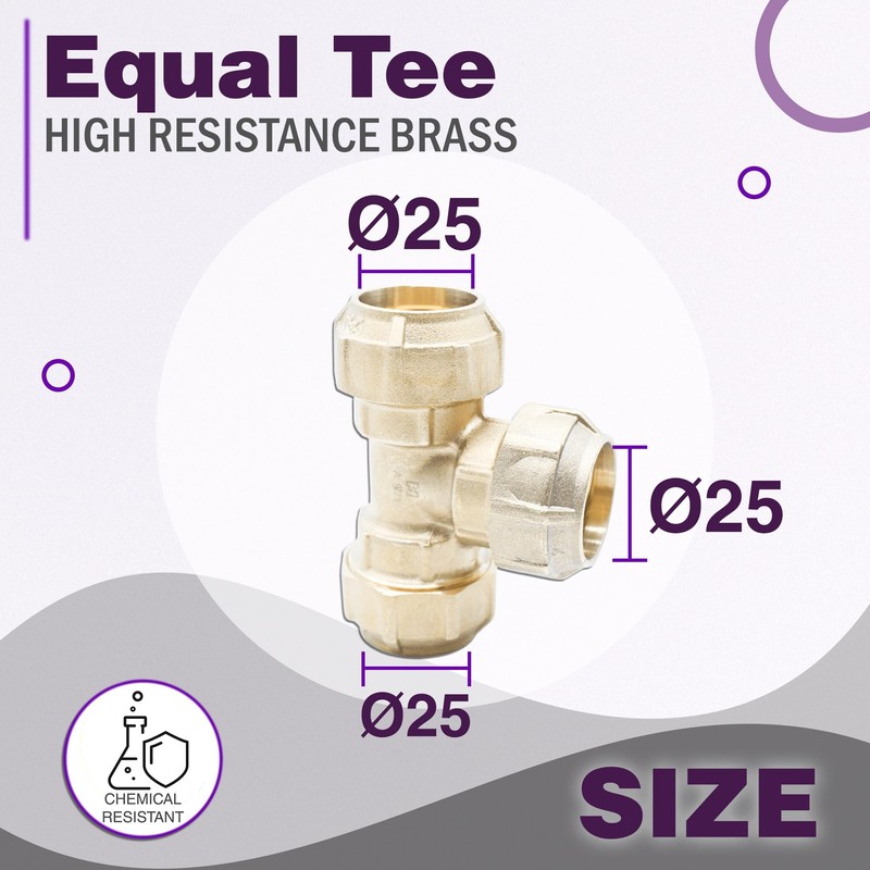 DOJA Barcelona T-Piece Brass 25 mm Polyethylene Pipe Connection 25