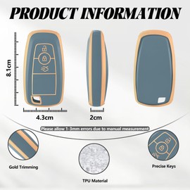 TOOMUME Car Key Cover TPU, Car Key Case Fit for Ford Ranger Raptor Mondeo Mustang Edge Ecosport Custom Kuga Fiesta Focus Transit S-Max, Protective Key Fob Cover Key Fob Case - Smart Key