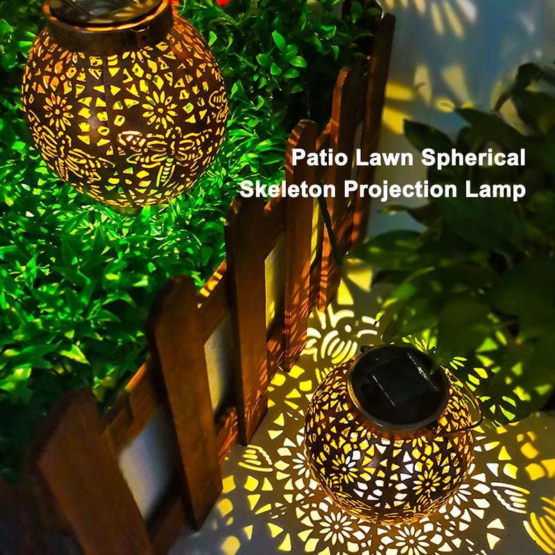 Patio Lawn Spherical Skeleton Projection Lamp Metal Butterfly Dragonfly Hummingbird