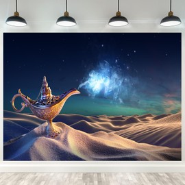 Fmarui Aladdin'S Genie Lamp Desert Backdrop Magic Genie Lantern Photography Backgrounds Fairy Tale Kids Adults Birthday Party Decortaion Photo Booth Shoot Props 7x5ft