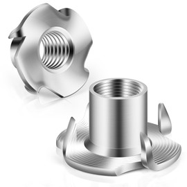 3/8"-16 T-Nuts 304 Stainless Steel, 4-Pronged Tee Nut for Wood, Rock Climbing Holds, Furniture, 25 PCS
