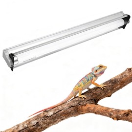Hypool T8 Strip UVB UVA Reptile Lighting Fixture with 18-Inch 15 Watt UVB 10.0 Fluorescent Bulb Combo Kit, 10-Percent UVB Desert Pet Habitat Light for Reptiles Amphibian, 1 Pack, White