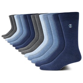 IZOD Men's Dress Socks - 14 Pack Lightweight Soft Comfort Stretch Crew Socks - Breathable Dress Socks for Men (Size:6-12.5), Size 6-12.5, Denim/Grey