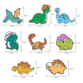 CHROMACRAFT 8 Pieces Cartoon Dinosaur Brooches Creative Cute Brooches Kids Brooches Metal Brooches Gift Brooches Decorative Brooches, Metal