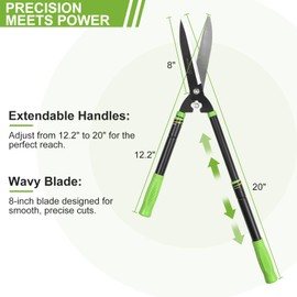 YIAD 23"-30" Telescoping Hedge Clippers, Extendable Garden Shears for Trimming Hedges, Shrubs & Bushes, Manual Hedge Shears with Adjustable Blade Tension for Yard Landscaping