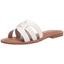 The Drop Women's Monika Flat H-Band Slide Sandal, White, 9