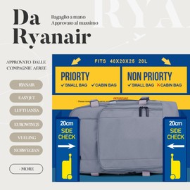 ZHXX For Ryanair Hand Luggage 40 x 20 x 25 cm, Hand Luggage Backpack, Hand Luggage Bag, Travel Backpack, Hand Luggage Aeroplane, Purple Smoke