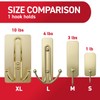 Command X-Large Satin Brass Triple Hook, 1 Hook, 3 Strips,