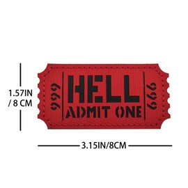 2 Pcs Funny Hook and Loop Patch - Hell Admit One Reflective Patches, Military Morale Badge for Tactical Backpacks, Army Vests, Dog Harnesses, Service Animal Vests, Jackets, Jeans, Hats, Tactical Gear