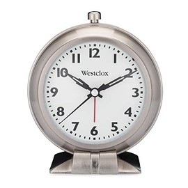 Westclox Big Ben Classic Alarm Clock - Silver Metal Round Design, 6.3" x 4.7" Analog Display, Battery-Powered, Glass Lens, Large Numbers, Metal Bezel, Case & Stand, Real Bell Loud Alarm, Vintage Style