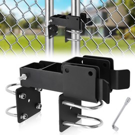 Liznkjious Chain Link Gate Latch, Strong Arm Double Gate Latch for 1-3/8 Inch Gate Frames, Chain Link Fence Gate Latch with Padlock Holes for Ranch Fences, Farm & Yard Metal Gates