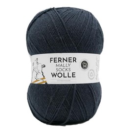 Ferner Wolle Mally Socks Uni, Merino Sockenwolle, Strumpfwolle mit Merinowolle mulesingfrei, Sockengarn 150g 450m Nadelstärke 3-4 mm (M18 - schiefer)