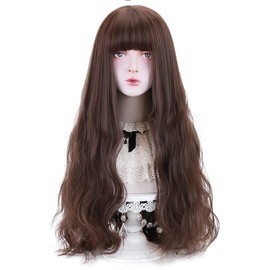 Full Wig, Loose and Fluffy, Long Wave, Mixed Color, Women's Gradient, Bangs Pattens, Harajuku Style, Transvestite Wig, Gift, Everyday Use (Brown)