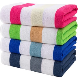 Premium Sand Free Beach Towel Set-4 Pack 30"x60",Thin Quick Dry Ultra Absorbent Stripe Beach Bath Towels for Pool,Swim,Bathroom,Lightweight Camping Blanket Travel Towel Beach Essentials for Adults